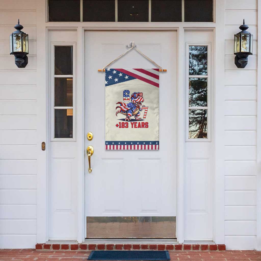 Funny 67 Meme Dinosaur American Pride Patriotic Garden Flag USA 250th Anniversary