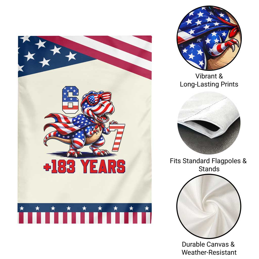 Funny 67 Meme Dinosaur American Pride Patriotic Garden Flag USA 250th Anniversary
