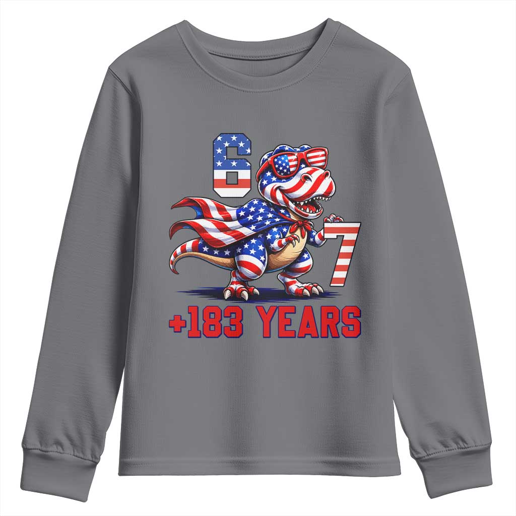 Funny 67 Meme Dinosaur American Pride Youth Sweatshirt USA 250th Anniversary