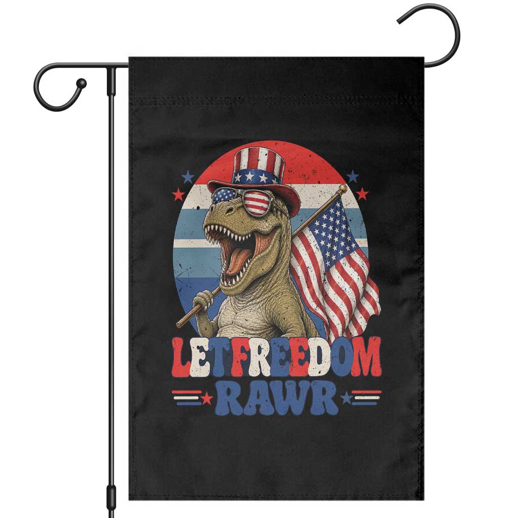 Red White Blue Dinosaur Pride Garden Flag Let Freedom Rawr