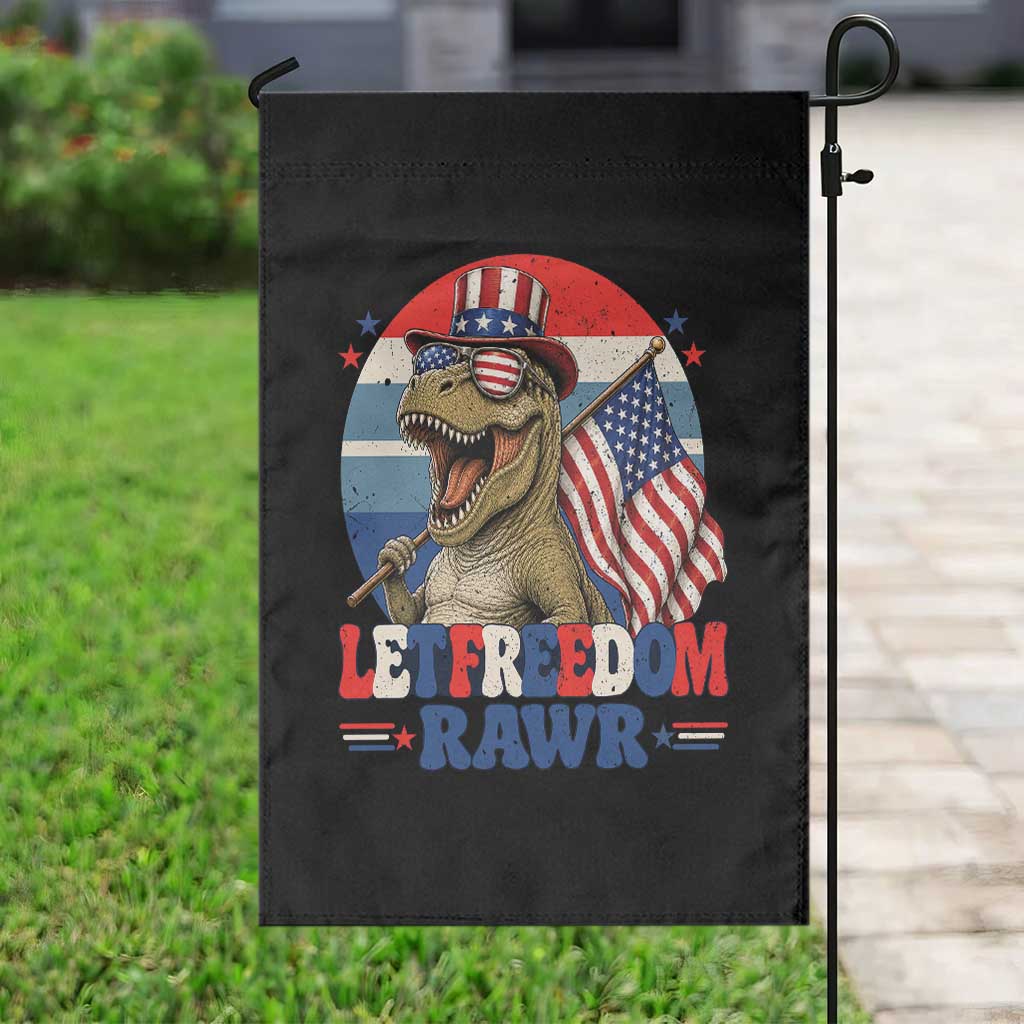 Red White Blue Dinosaur Pride Garden Flag Let Freedom Rawr