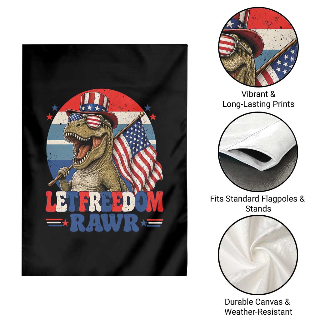 Red White Blue Dinosaur Pride Garden Flag Let Freedom Rawr