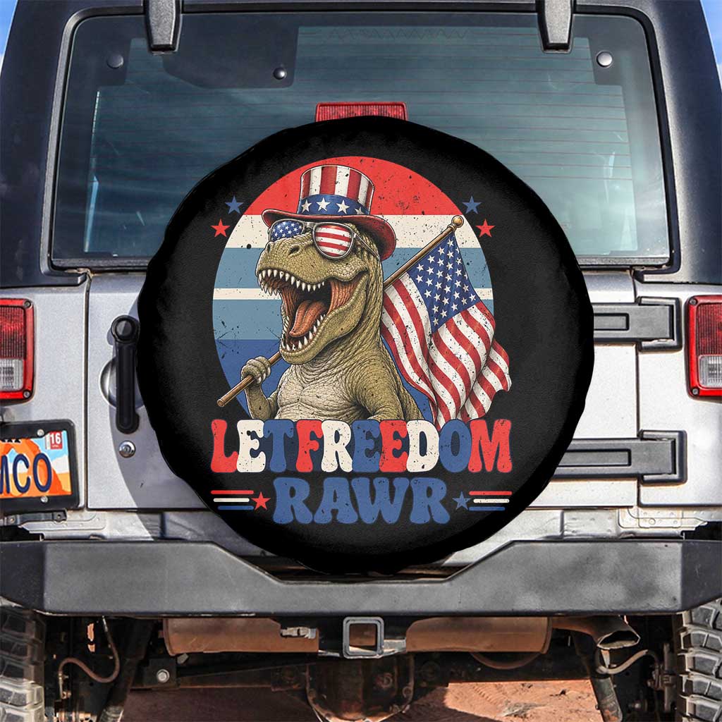 Red White Blue Dinosaur Pride Spare Tire Cover Let Freedom Rawr