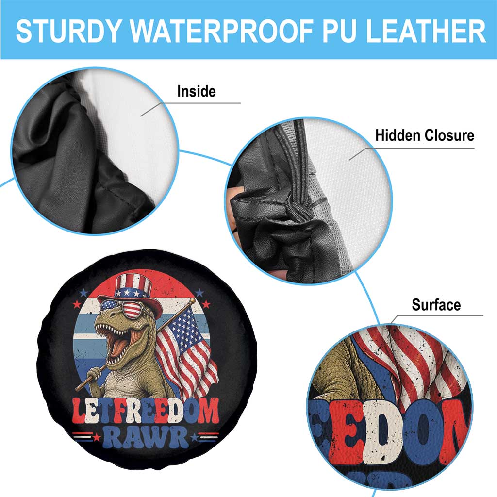 Red White Blue Dinosaur Pride Spare Tire Cover Let Freedom Rawr