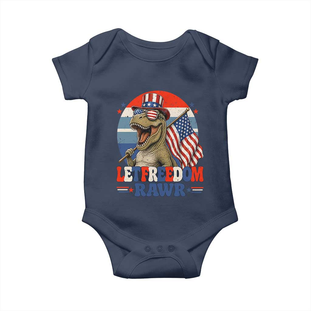 Red White Blue Dinosaur Pride Baby Onesie Let Freedom Rawr