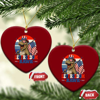 Red White Blue Dinosaur Pride Ceramic Ornament Let Freedom Rawr