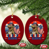 Red White Blue Dinosaur Pride Ceramic Ornament Let Freedom Rawr