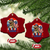Red White Blue Dinosaur Pride Ceramic Ornament Let Freedom Rawr