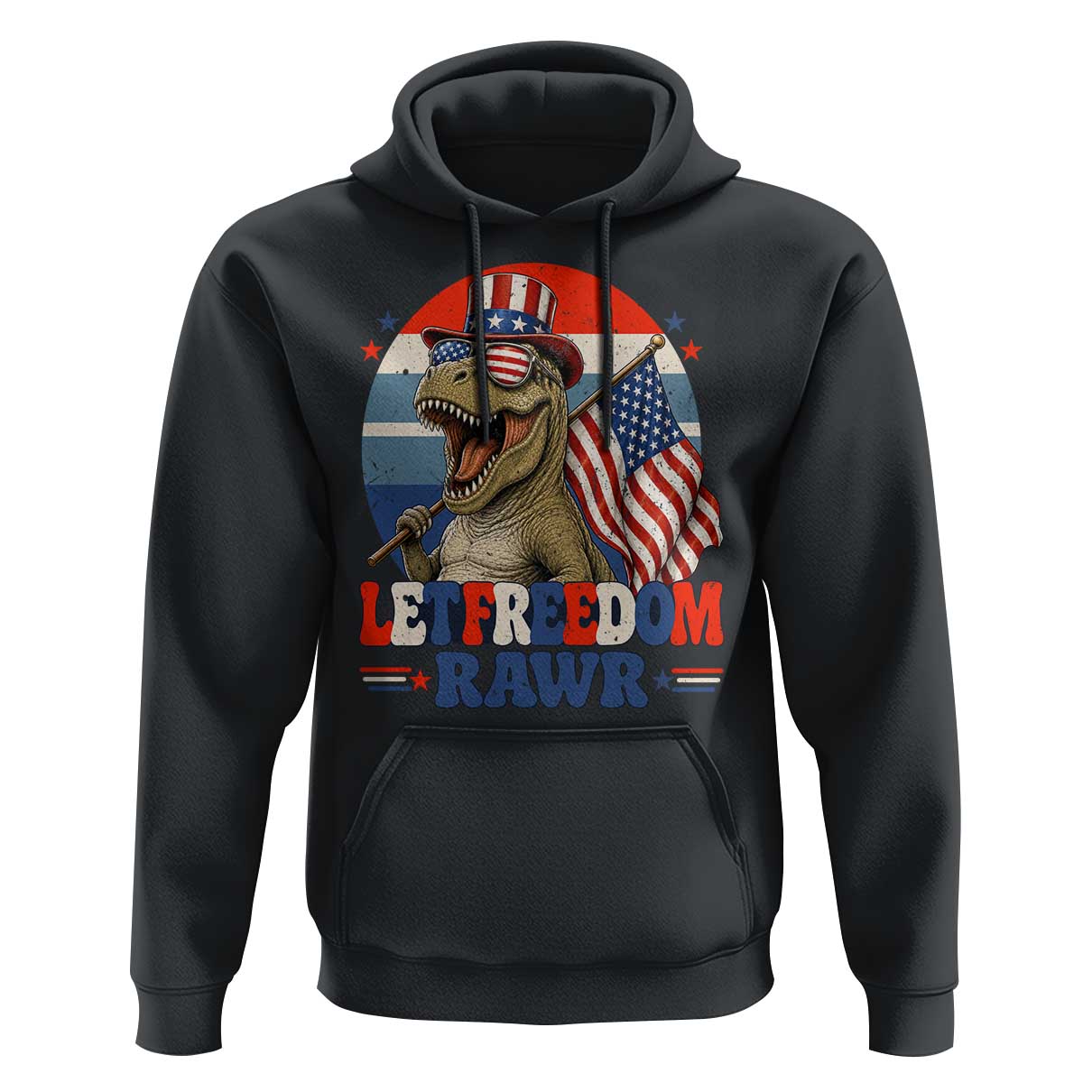 Red White Blue Dinosaur Pride Hoodie Let Freedom Rawr