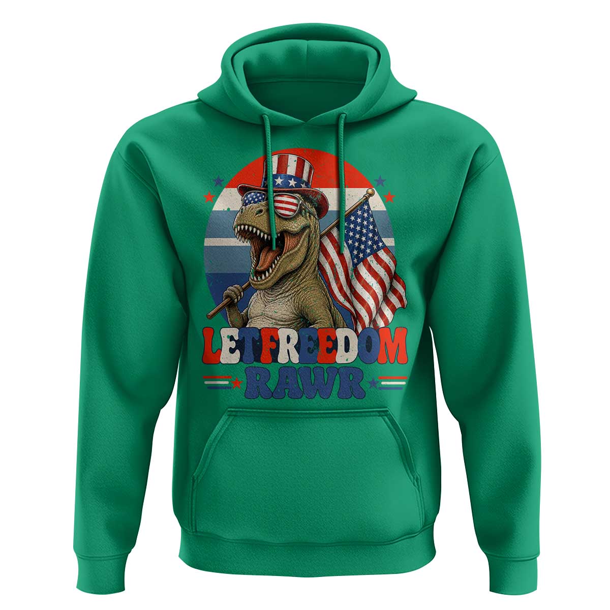 Red White Blue Dinosaur Pride Hoodie Let Freedom Rawr
