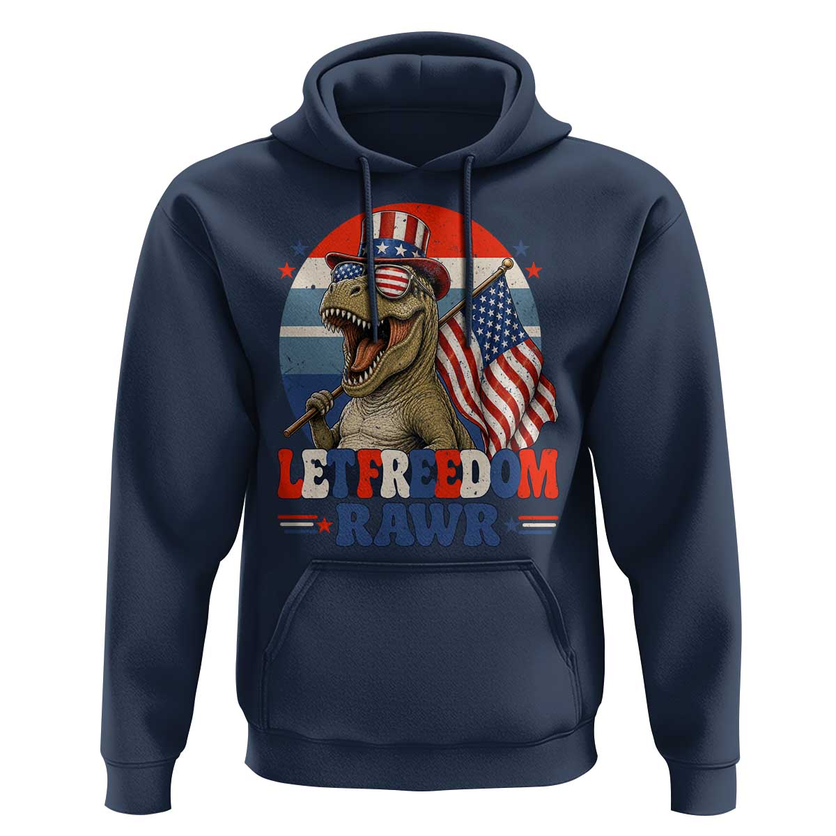 Red White Blue Dinosaur Pride Hoodie Let Freedom Rawr