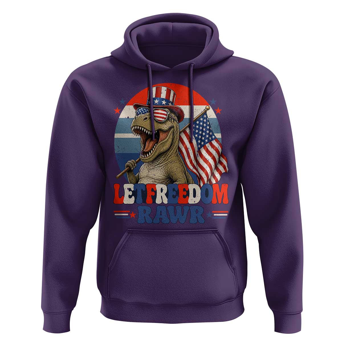 Red White Blue Dinosaur Pride Hoodie Let Freedom Rawr