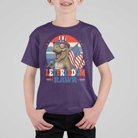 Red White Blue Dinosaur Pride T Shirt For Kid Let Freedom Rawr