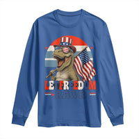 Red White Blue Dinosaur Pride Long Sleeve Shirt Let Freedom Rawr
