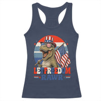 Red White Blue Dinosaur Pride Racerback Tank Top Let Freedom Rawr