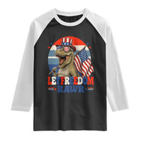 Red White Blue Dinosaur Pride Raglan Shirt Let Freedom Rawr