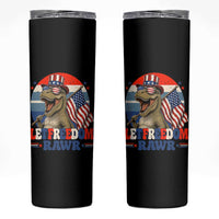 Red White Blue Dinosaur Pride Skinny Tumbler Let Freedom Rawr