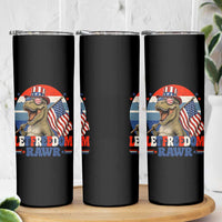Red White Blue Dinosaur Pride Skinny Tumbler Let Freedom Rawr