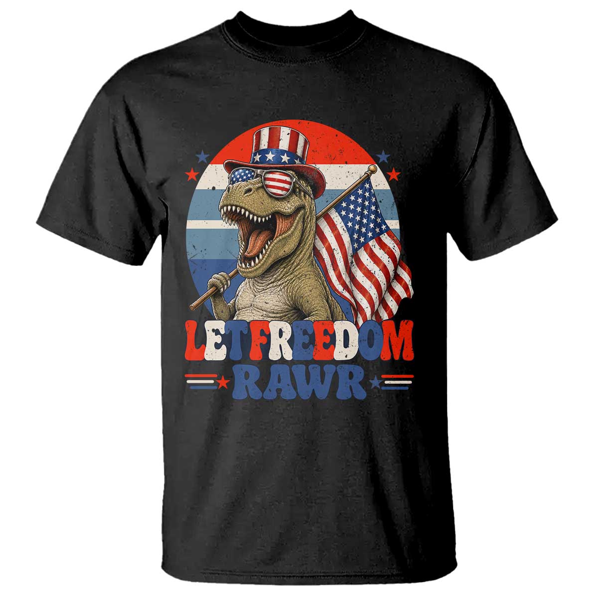 Red White Blue Dinosaur Pride T Shirt Let Freedom Rawr