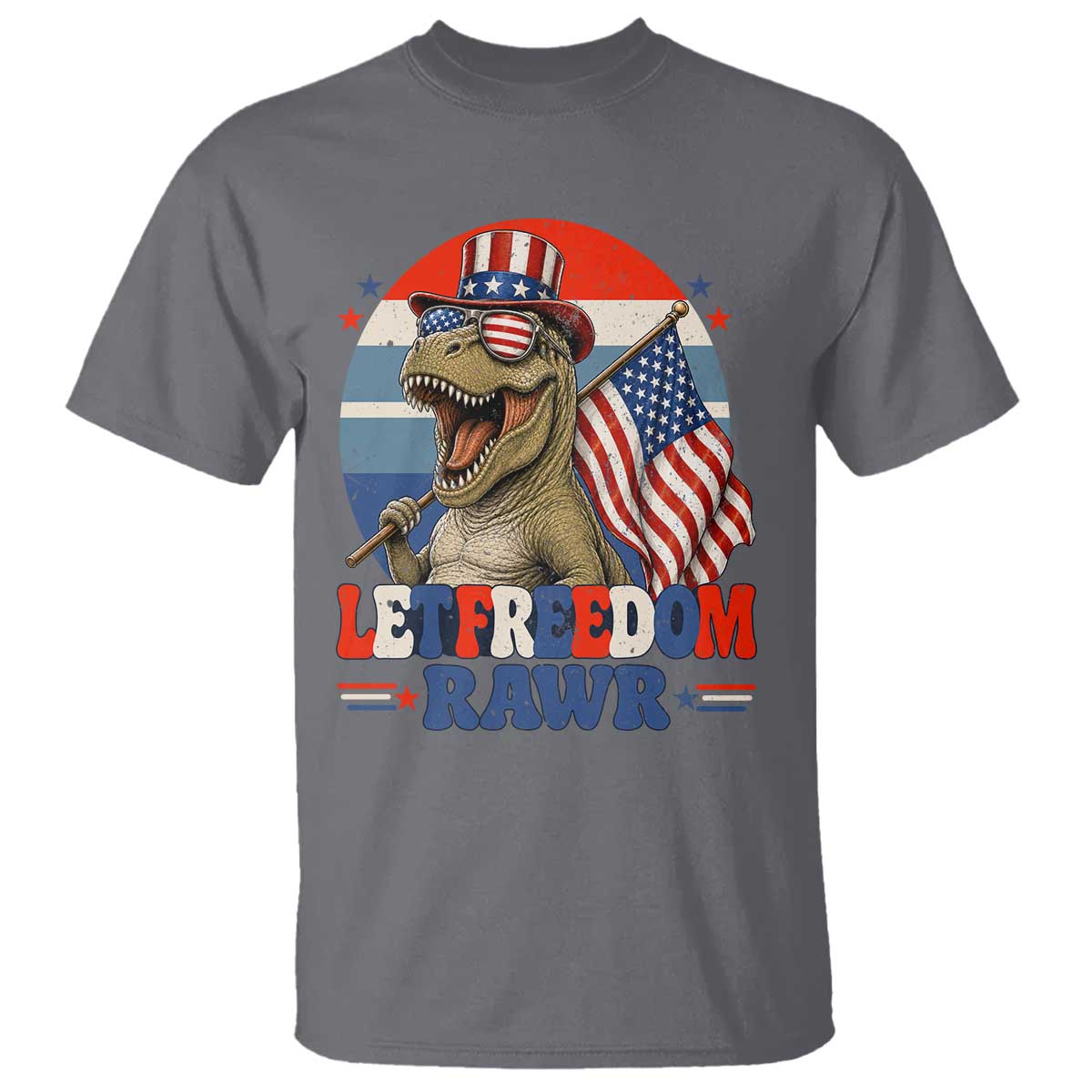 Red White Blue Dinosaur Pride T Shirt Let Freedom Rawr
