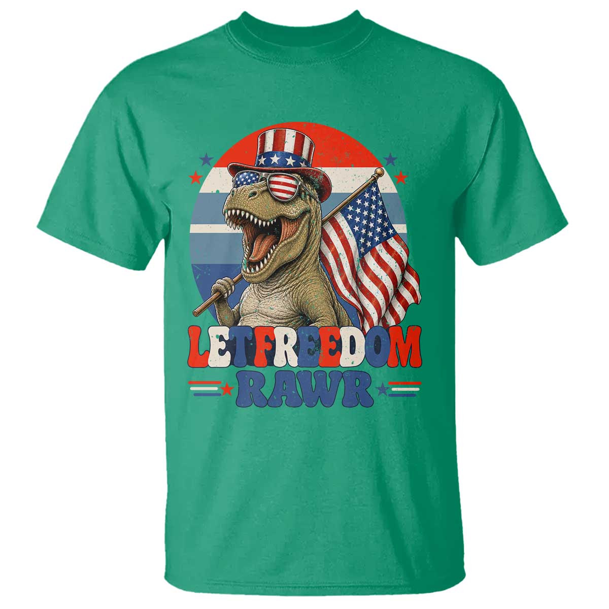Red White Blue Dinosaur Pride T Shirt Let Freedom Rawr