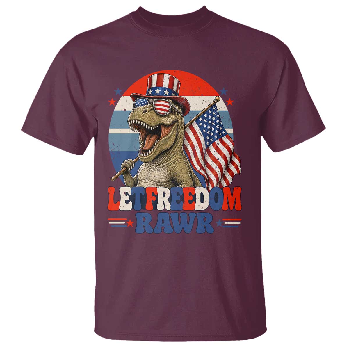 Red White Blue Dinosaur Pride T Shirt Let Freedom Rawr