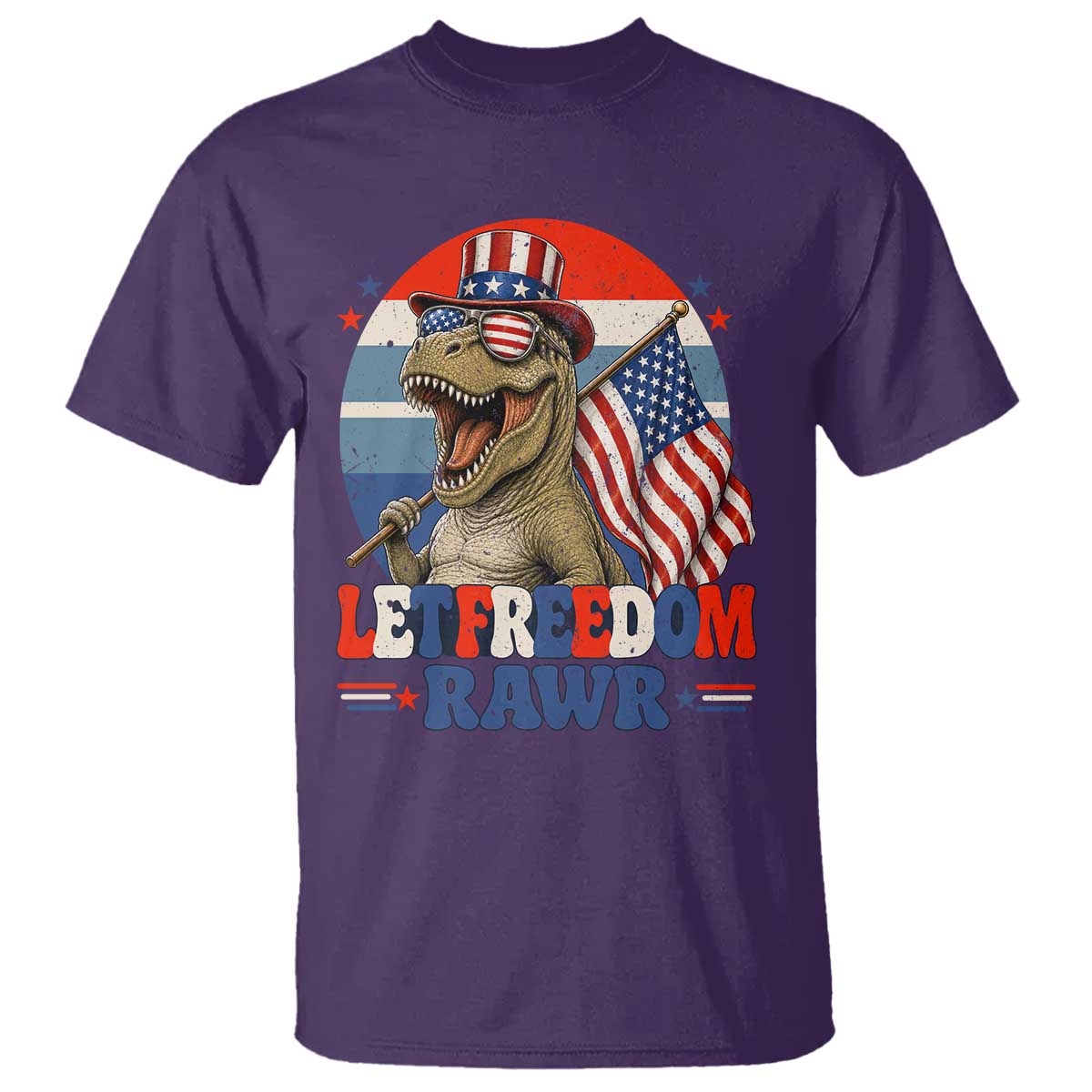 Red White Blue Dinosaur Pride T Shirt Let Freedom Rawr