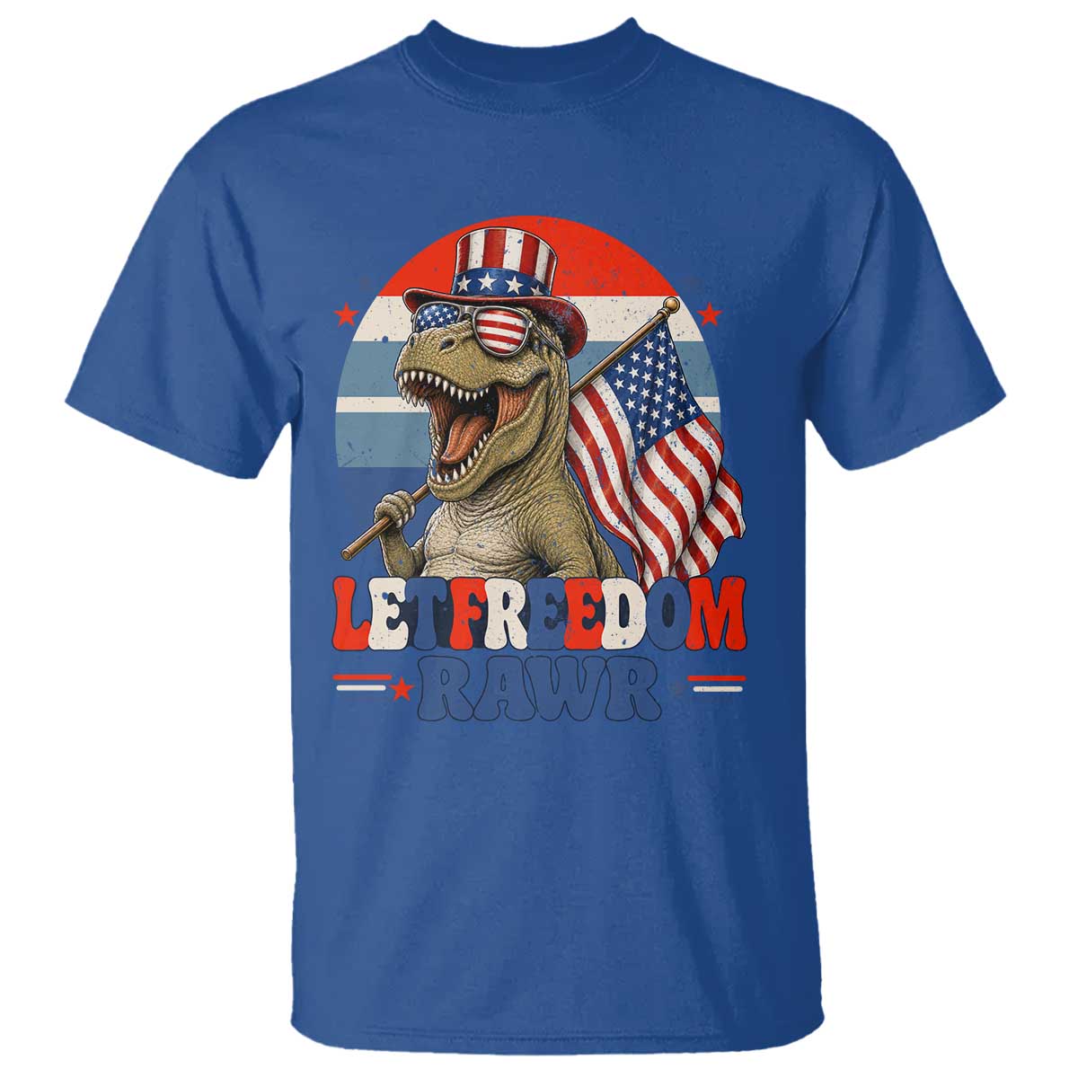 Red White Blue Dinosaur Pride T Shirt Let Freedom Rawr