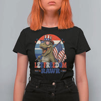 Red White Blue Dinosaur Pride T Shirt For Women Let Freedom Rawr