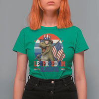 Red White Blue Dinosaur Pride T Shirt For Women Let Freedom Rawr