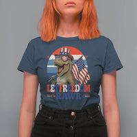 Red White Blue Dinosaur Pride T Shirt For Women Let Freedom Rawr