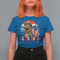 Red White Blue Dinosaur Pride T Shirt For Women Let Freedom Rawr
