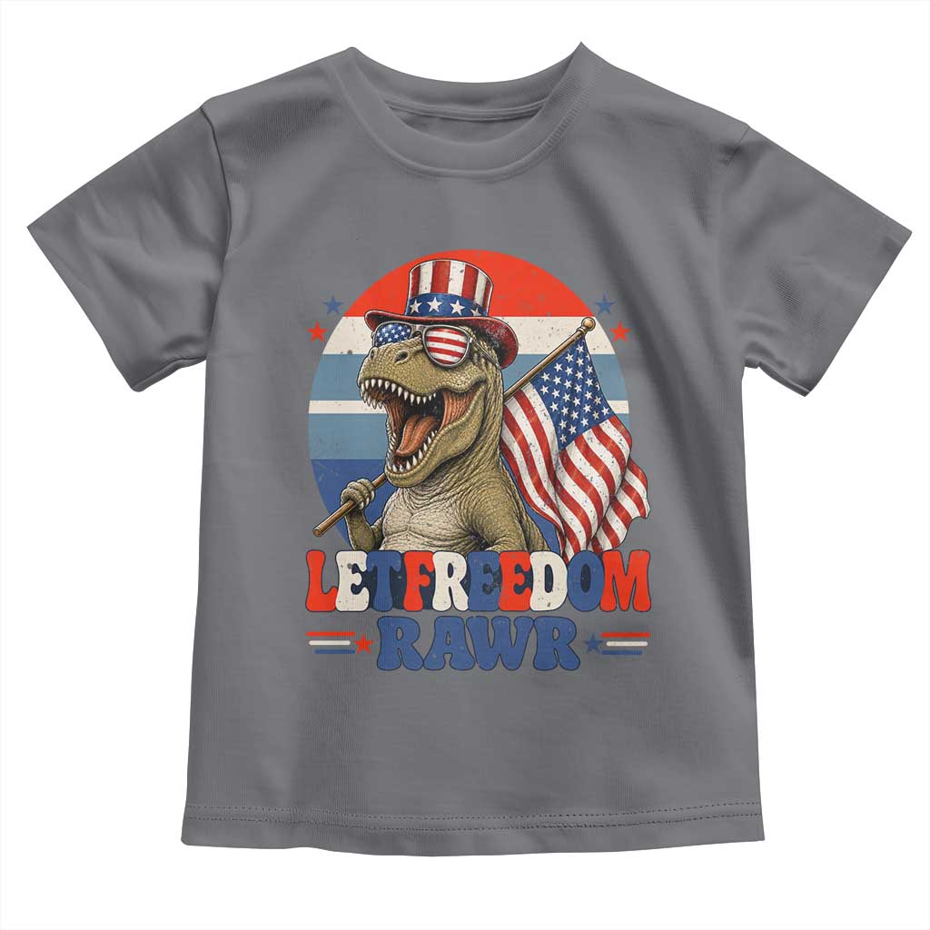 Red White Blue Dinosaur Pride Toddler T Shirt Let Freedom Rawr