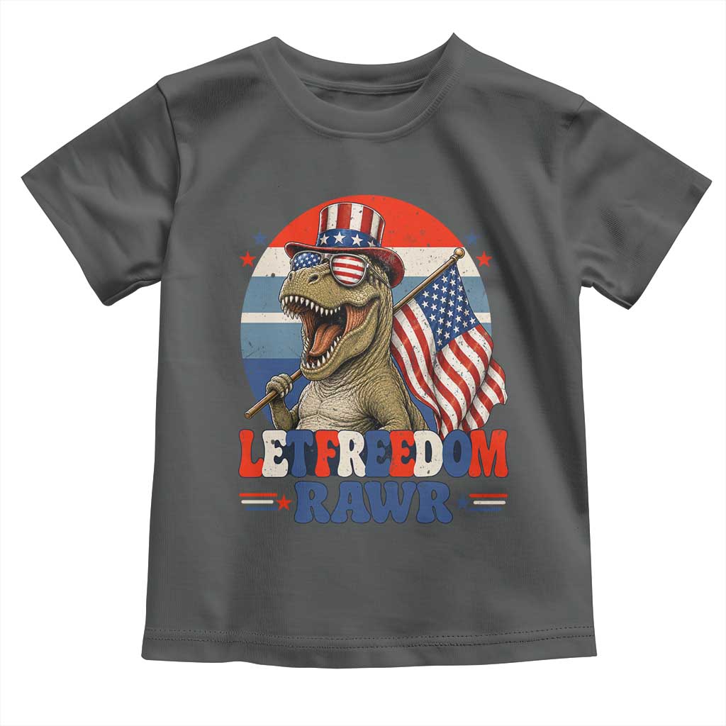 Red White Blue Dinosaur Pride Toddler T Shirt Let Freedom Rawr
