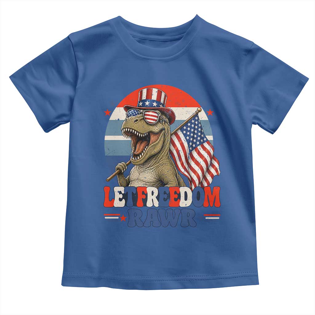 Red White Blue Dinosaur Pride Toddler T Shirt Let Freedom Rawr