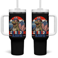 Red White Blue Dinosaur Pride Tumbler With Handle Let Freedom Rawr