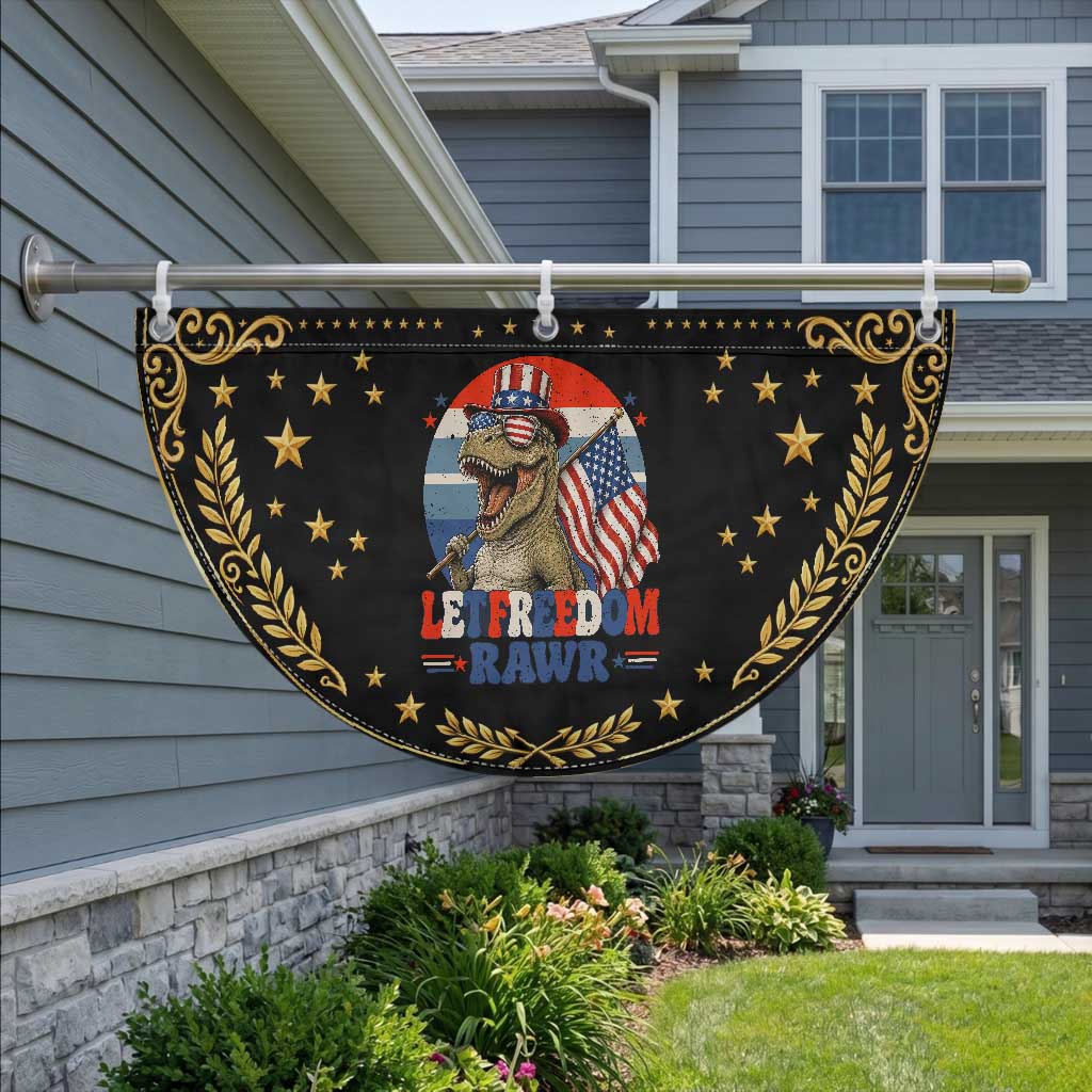 Red White Blue Dinosaur Pride Patriotic Fan Flag Let Freedom Rawr
