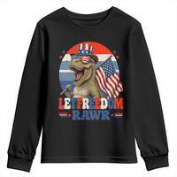 Red White Blue Dinosaur Pride Youth Sweatshirt Let Freedom Rawr