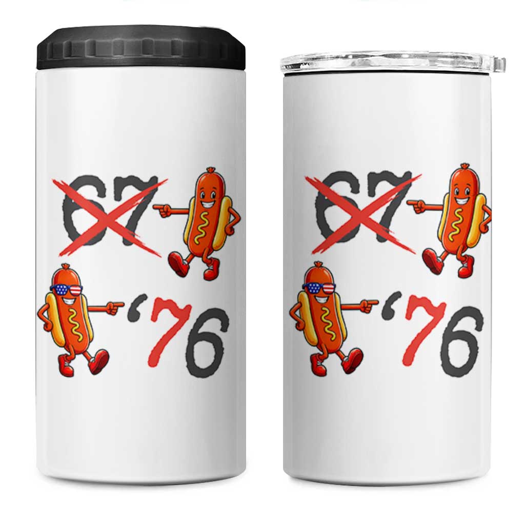 Funny 67 Meme Hot Dog Lover 4 in 1 Can Cooler Tumbler USA 250 BBQ Celebration