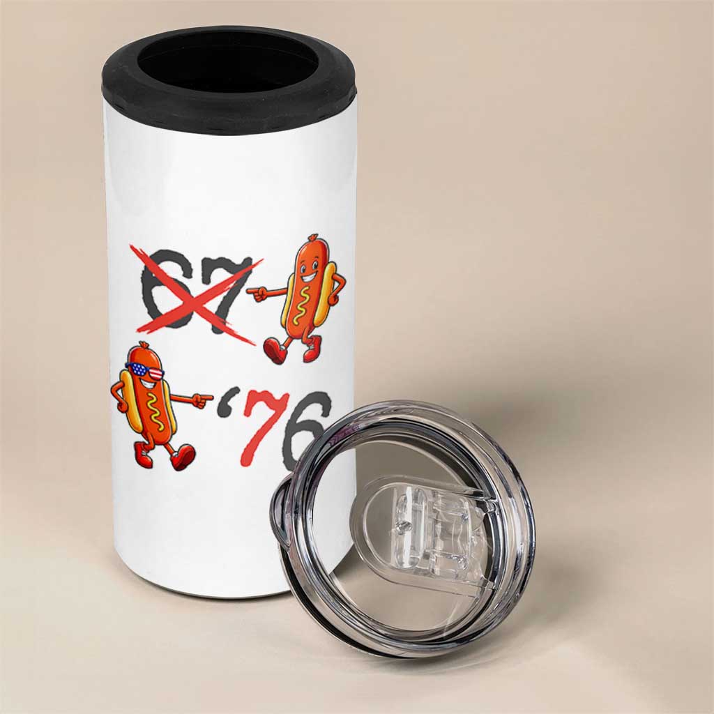 Funny 67 Meme Hot Dog Lover 4 in 1 Can Cooler Tumbler USA 250 BBQ Celebration