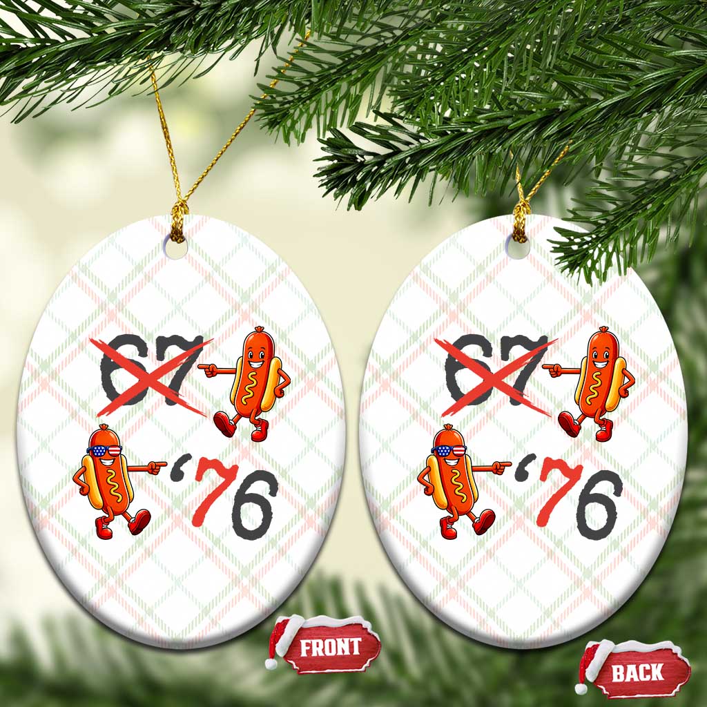 Funny 67 Meme Hot Dog Lover Ceramic Ornament USA 250 BBQ Celebration