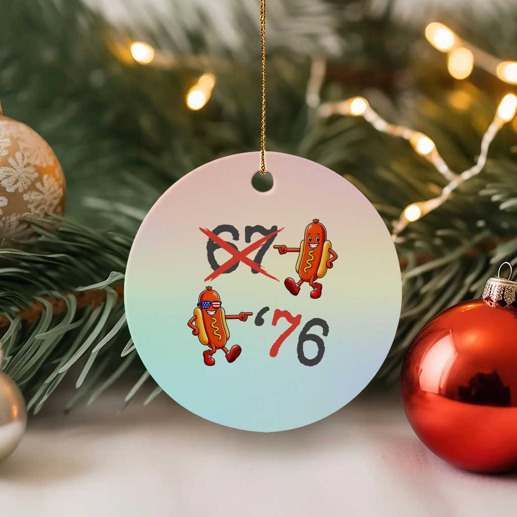 Funny 67 Meme Hot Dog Lover Ceramic Ornament USA 250 BBQ Celebration