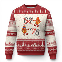Funny 67 Meme Hot Dog Lover Ugly Christmas Sweater USA 250 BBQ Celebration