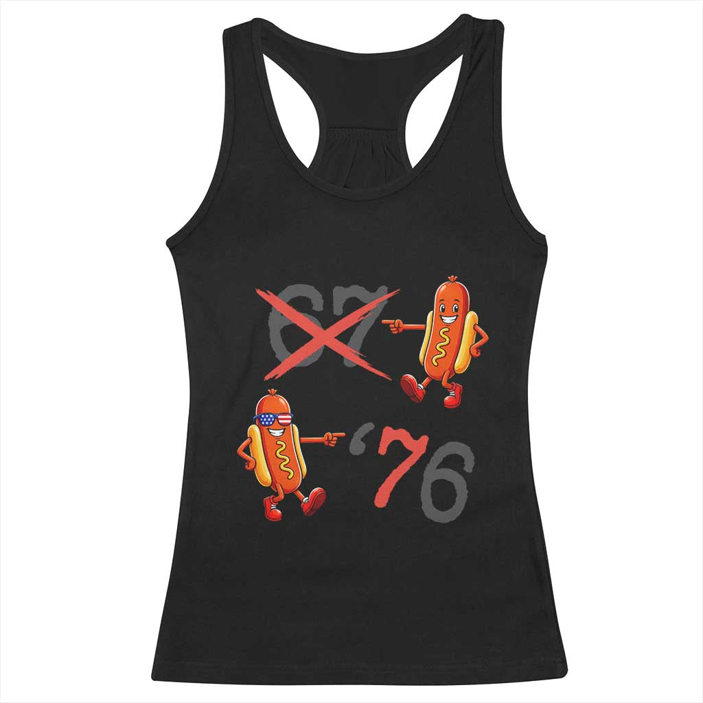 Funny 67 Meme Hot Dog Lover Racerback Tank Top USA 250 BBQ Celebration