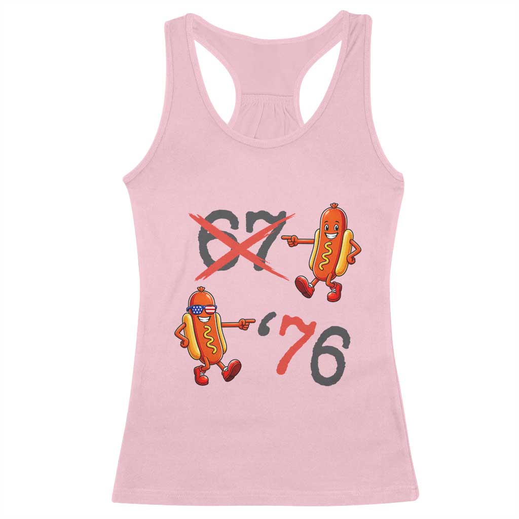 Funny 67 Meme Hot Dog Lover Racerback Tank Top USA 250 BBQ Celebration