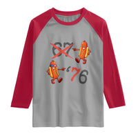 Funny 67 Meme Hot Dog Lover Raglan Shirt USA 250 BBQ Celebration
