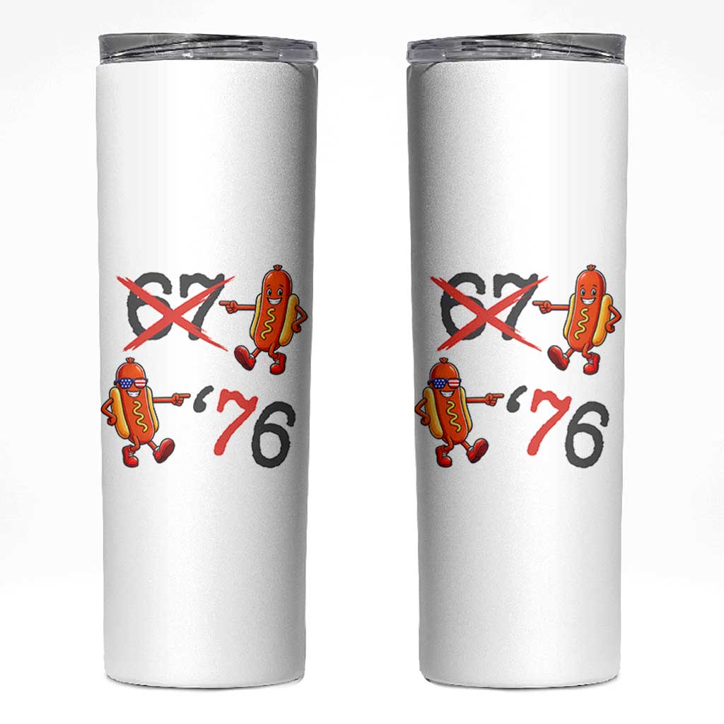 Funny 67 Meme Hot Dog Lover Skinny Tumbler USA 250 BBQ Celebration