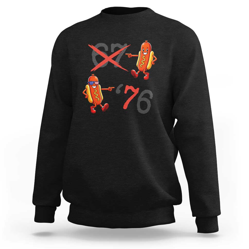 Funny 67 Meme Hot Dog Lover Sweatshirt USA 250 BBQ Celebration
