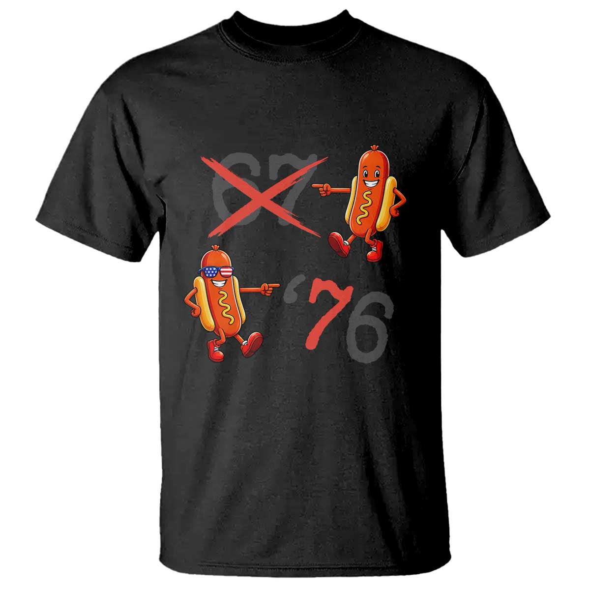 Funny 67 Meme Hot Dog Lover T Shirt USA 250 BBQ Celebration