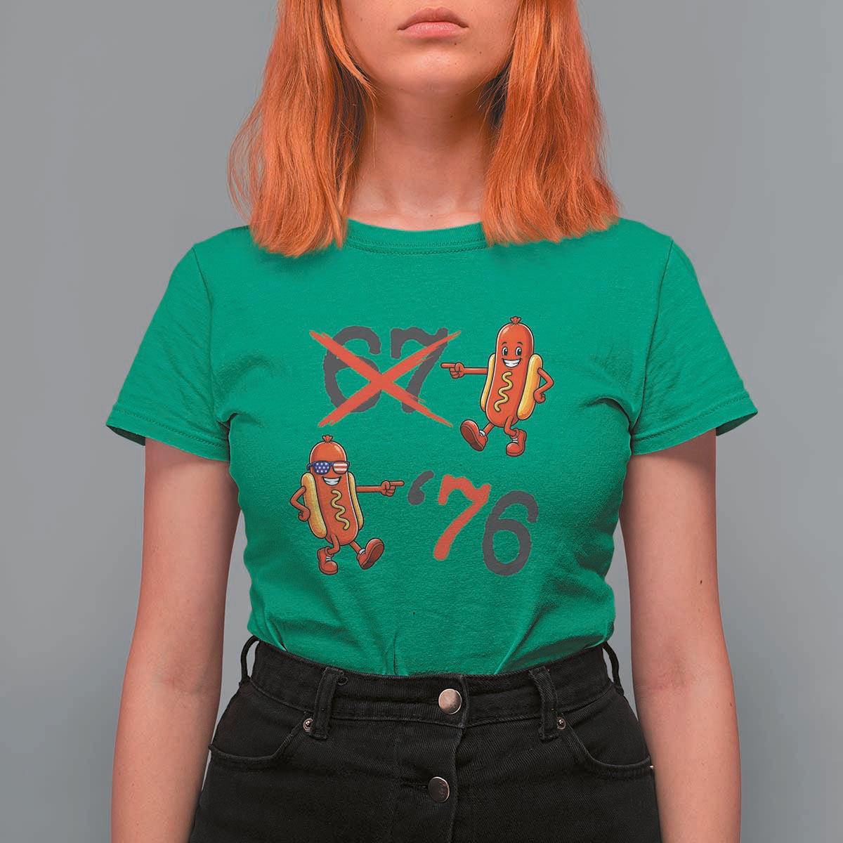 Funny 67 Meme Hot Dog Lover T Shirt For Women USA 250 BBQ Celebration
